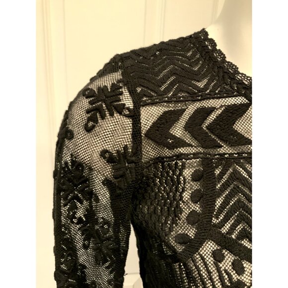 Isabel Marant x H&M Black Sheer Lace W/ Geometric Pattern Shirt , Size 4 - Picture 4 of 10